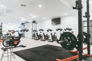 Training room with bikes and rig